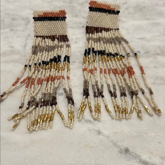 Ink + Alloy Jewelry - Beaded Fringe Earrings with Gold Bead Accents